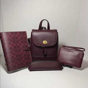 Coach Maroon Backpack and Accessory Collection
